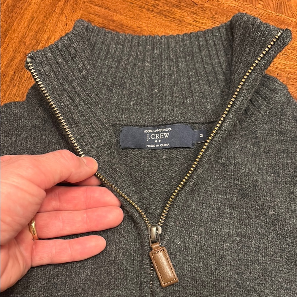 J. Crew Men's Gray 100% Lambswool Wool Sweater
